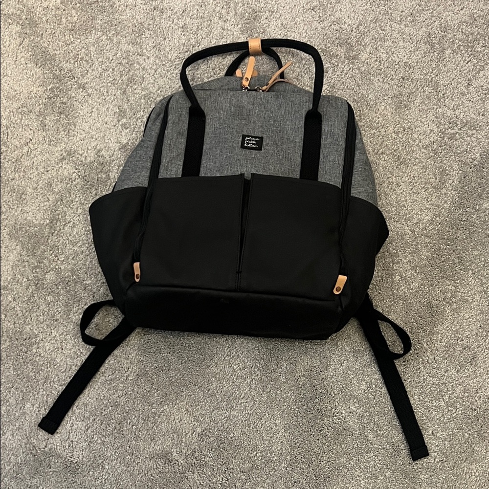 Petunia Pickle Bottom Black and Gray Diaper Bag Backpack